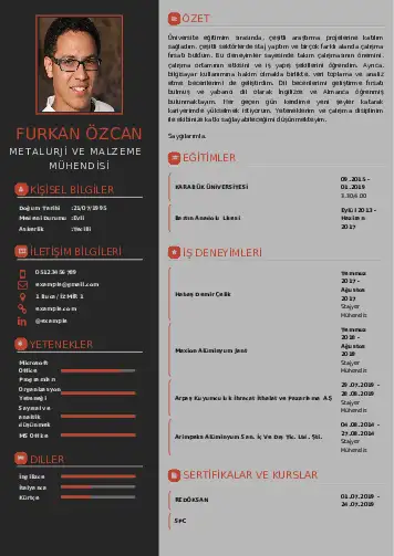 Metalürji Ve Malzeme Mühendisliği Cv Örnekleri cv indir